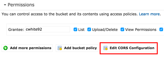 Bucket CORS configuration