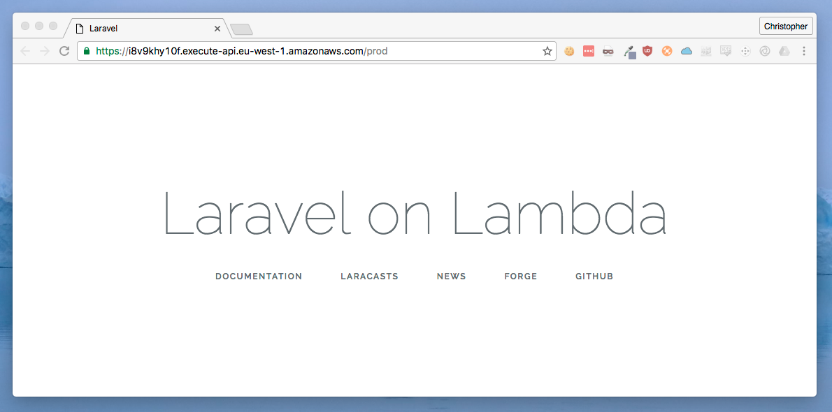 Laravel successfully running on Lambda